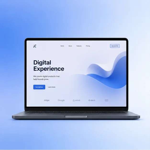Сайт на ноутбуке — лендинг Digital Experience